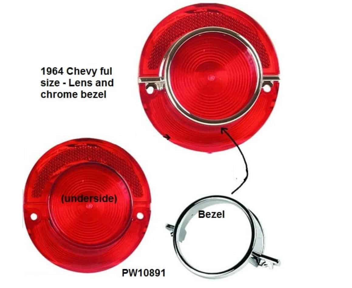 64 Chev Belair Impala Tail Light Lens & Bezel (1)